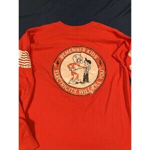 VTG Bayside IBEW Shirt Mens Medium Long Sleeve Local 57 Electricity Kills Logo